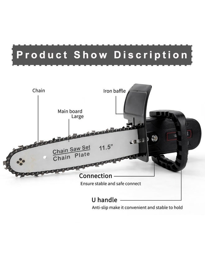 بروفيشنال حامل ملحق لمنشار كهربائي بطول 11.5 بوصة لطاحونة الزاوية، طقم أدوات قطع الخشب مع قضيب توجيه، واقي سلسلة، مقبض، مناسب لقطع أغصان الأشجار، جذوع الأشجار، الخيزران، أدوات كهربائية للغابات والحدائق والأعمال اليدوية، ملحق عالمي متوافق، شديد التحمل، قطع سريع - Image 4